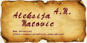 Aleksija Matović vizit kartica